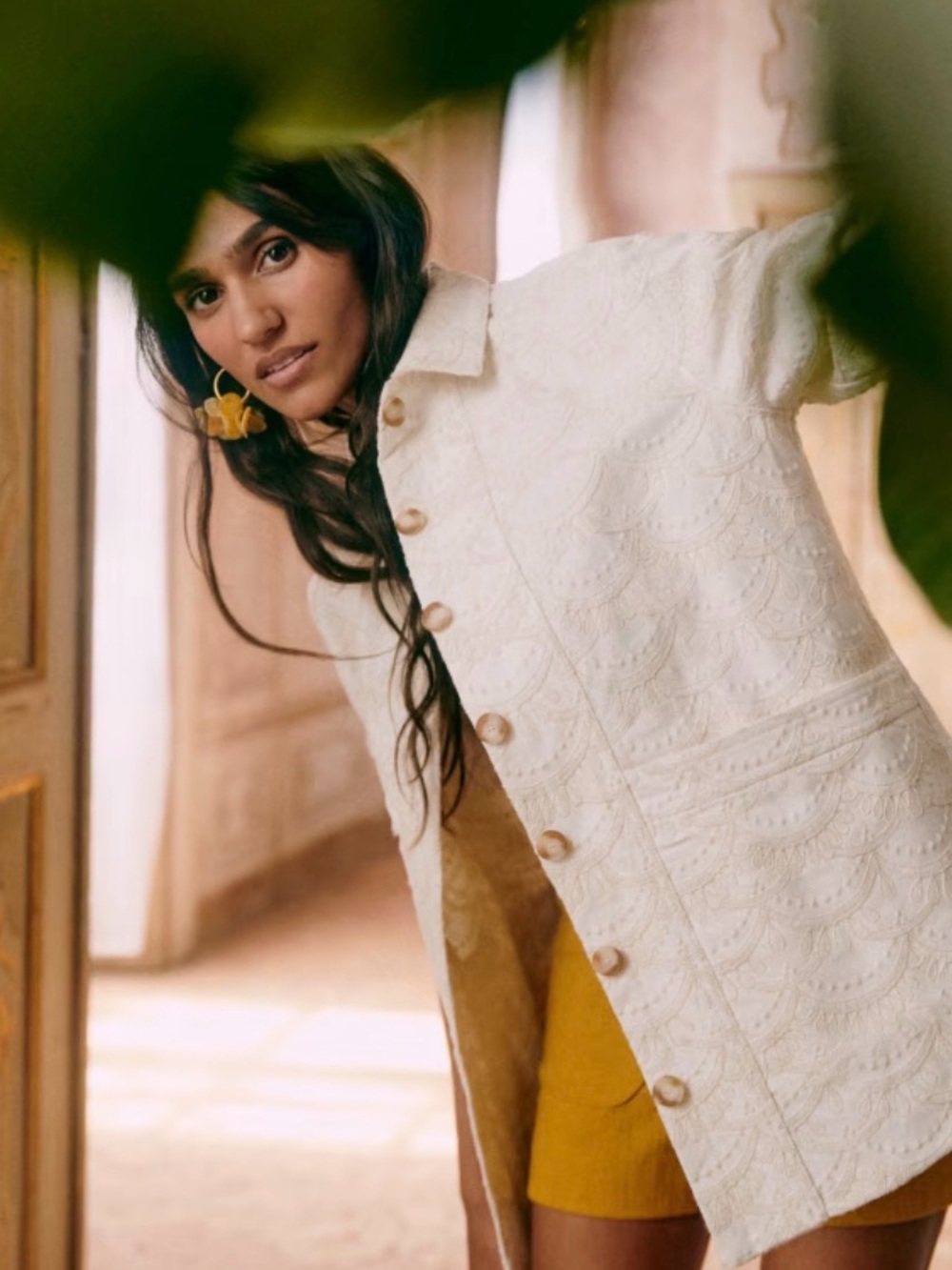 Sézane Cream Embroidered Will Jacket / Chore Coat - Picture 4 of 4